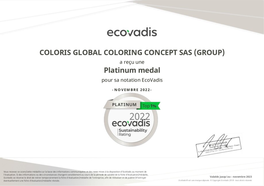 COLORIS_GLOBAL_COLORING_CONCEPT_SAS_(GROUP)_EcoVadis_Rating_Certificate_2022_11_10_page-0001